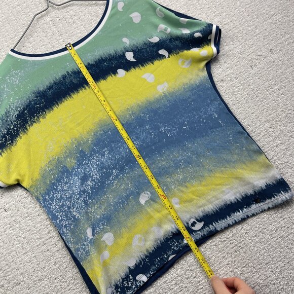 Brax Feel Good Abstract Multicolor Watercolor AOP Boho T-Shirt Womens Sz 36 - Picture 8 of 10